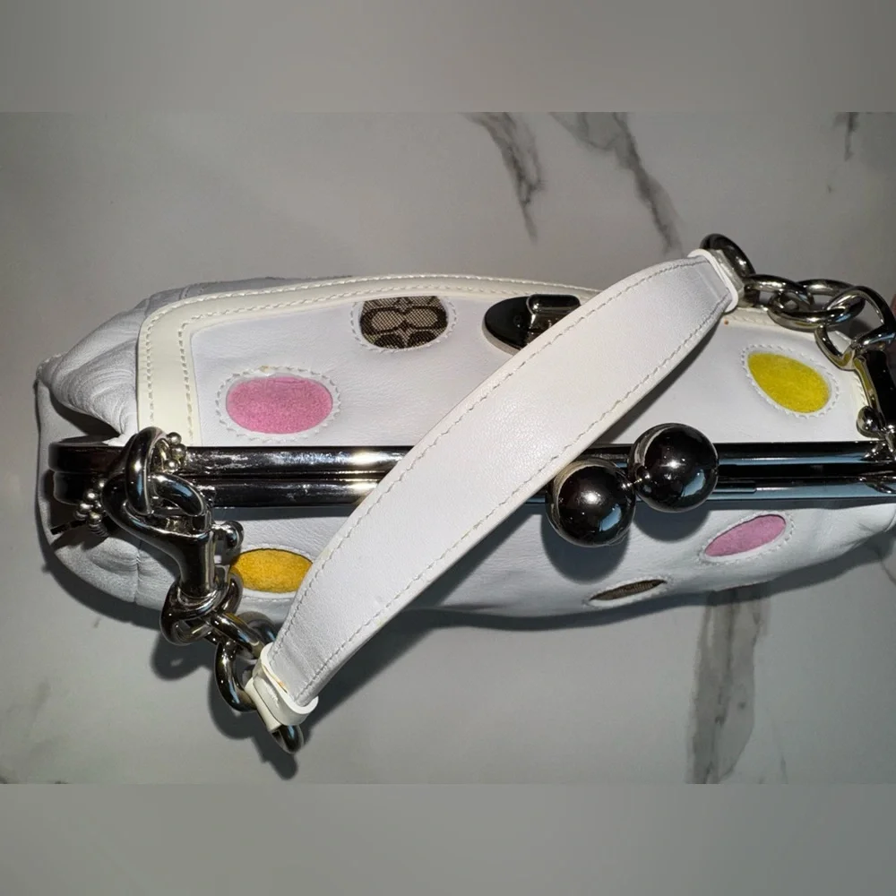 COACH SPECIAL EDITION MULTICOLORED POLKA DOT KISSLOCK FRAME SATCHEL BAG #3679 - Picture 3 of 11